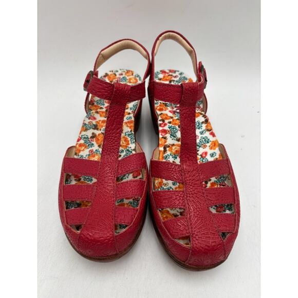 Alegria SUMMER SUM-7530 Women's NEW Leather Wedge Sandal Red EU Size 37 NIB - Picture 6 of 11